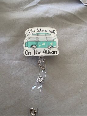 Let’s Take a Ride On The Ativan Teal Van Badge Reel